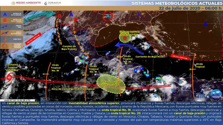 Inestabilidad atmosférica superior causará lluvias en Oaxaca