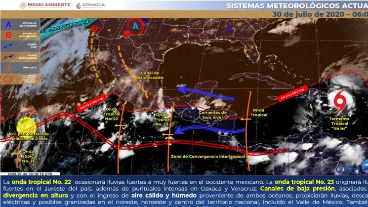 Onda tropical provoca lluvias intensas en Regiones de Oaxaca