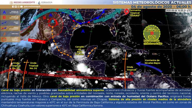 Cielo medio nublado y posibles lluvias en regiones de Oaxaca