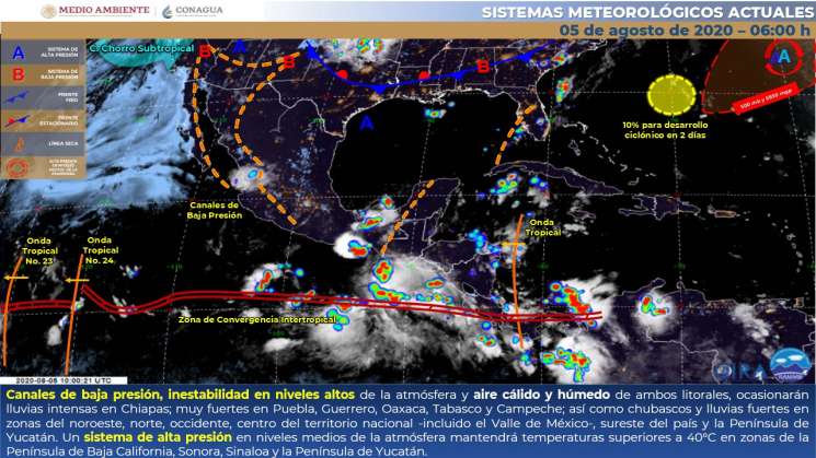 Siguen lluvias intensas en Oaxaca por canal de baja presión