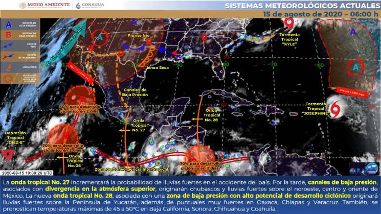 Nueva onda tropical 28 causará lluvias intensas en Oaxaca