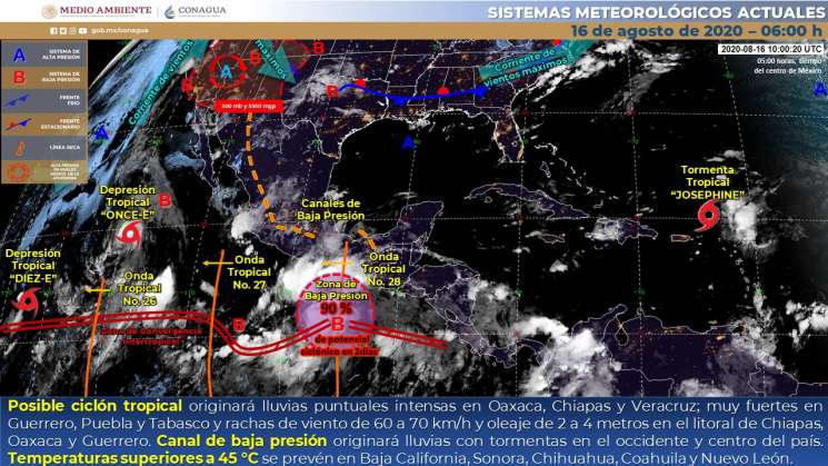 Posible ciclón provoca lluvias intensas en Oaxaca