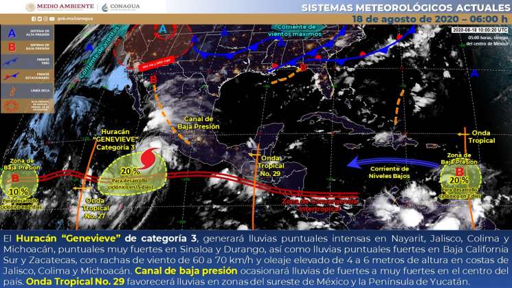 Un canal de baja presión origina lluvias en Oaxaca