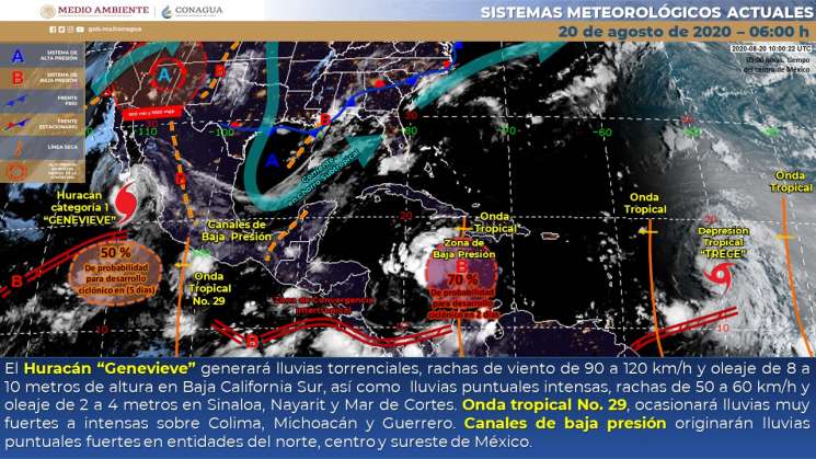 Segundo canal de baja presión causa lluvias en Oaxaca