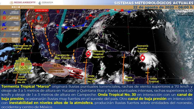 Onda Tropical No. 30  causara lluvias en Oaxaca