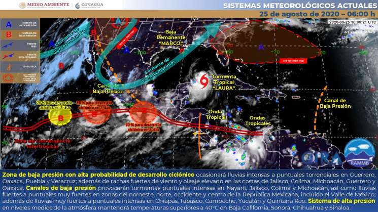 Zona de baja presión por probable ciclón en costas de Oaxaca