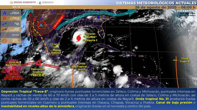  Onda tropical No. 31 causará lluvias en Oaxaca