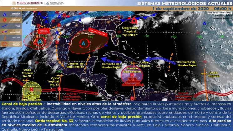  Canal de baja presión sigue causando lluvias en Oaxaca