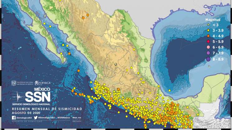 En Agosto hubo más de 2 mil sismos en México