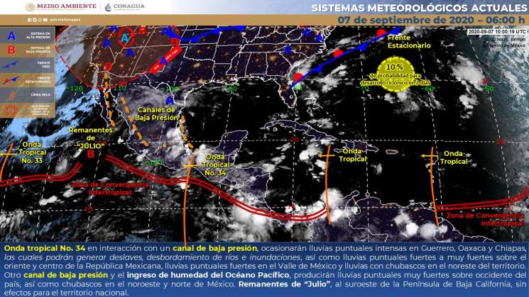 Onda tropical 34 causa lluvias intensas en Oaxaca