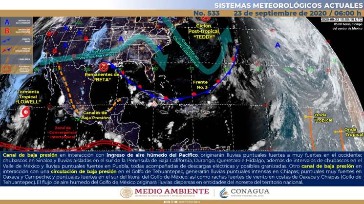 Circulación de baja presión causa lluvias intensas en Oaxaca