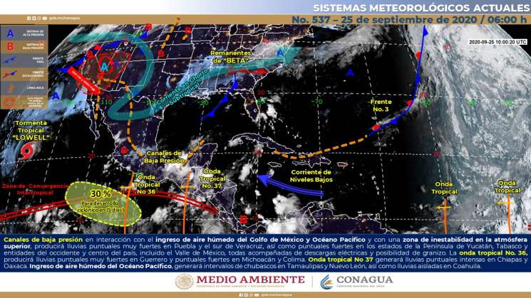 Onda tropical No 37 causará lluvias puntuales intensas en Oaxaca