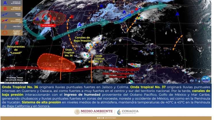 Onda tropical No. 37 continua provocando lluvias en Oaxaca