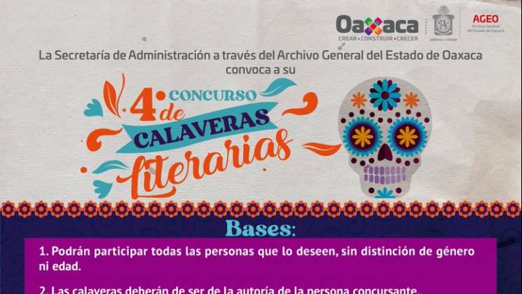 Invita AGEO a participar en 4° Concurso de Calaveras Literarias