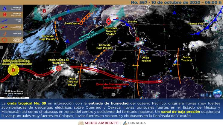 Seguirán nublados y lluvias en Oaxaca por onda tropical