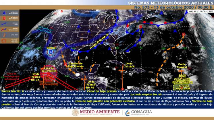 Onda tropical 40 causa lluvias intensas en regiones de Oaxaca