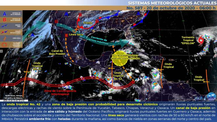 Anuncian canal de baja presión, causará lluvias en Oaxaca 