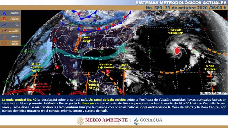 Onda tropical No. 42 causa nublados y lluvias en Oaxaca