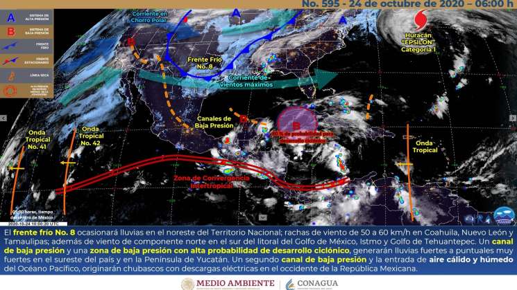 Anuncian frente frio provoca norte en Istmo y lluvias en Oaxaca