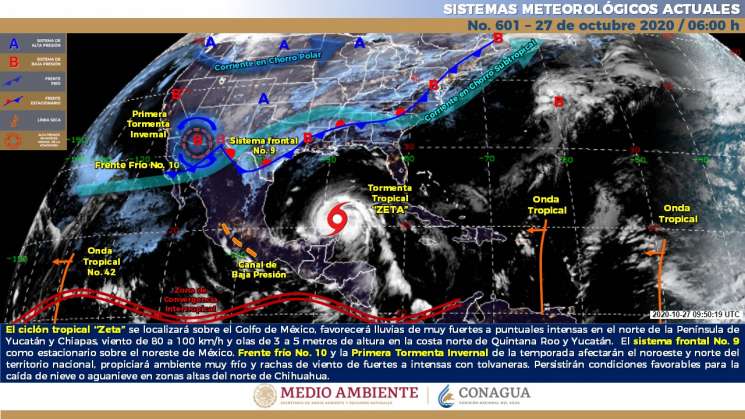 Ciclón tropical “Zeta” provoca nublados y lluvias en Oaxaca