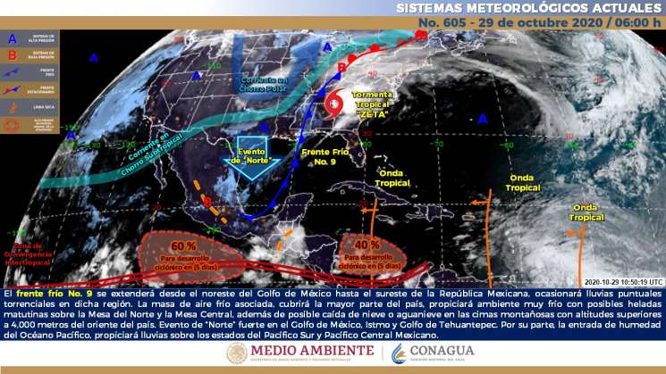 Evento de “Norte” fuerte en el Istmo y lluvias en Oaxaca