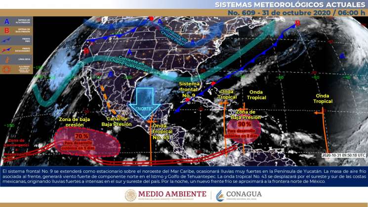 Onda tropical No. 43 causa lluvias en Oaxaca