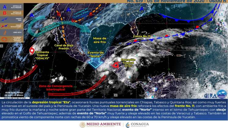 Alertan por evento de norte en Istmo y lluvias intensas en Oaxaca