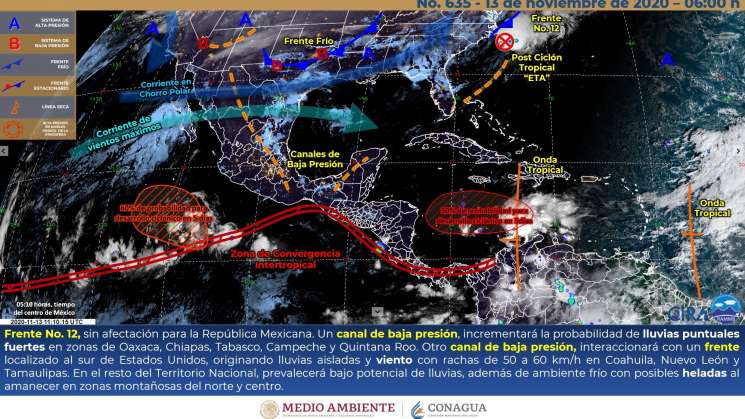 Otro canal de baja presión causará lluvias en regiones de Oaxaca