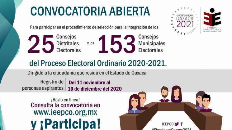 Convoca IEEPCO a integrar Consejos Distritales y Municipales