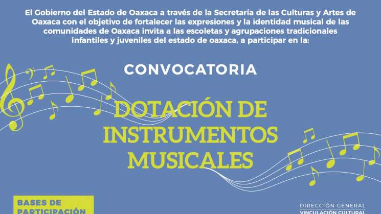 Anuncian Convocatoria de Dotación de Instrumentos Musicales