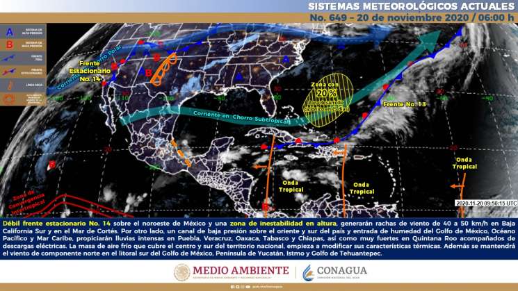 Seguirá canal de baja presión propiciando lluvias en Oaxaca