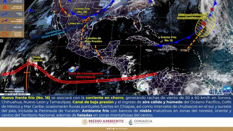 Mantiene canal de baja presión nublados y lluvias en Oaxaca