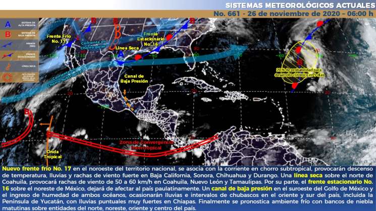 Anuncian chubascos en Oaxaca, calor y norte en istmo