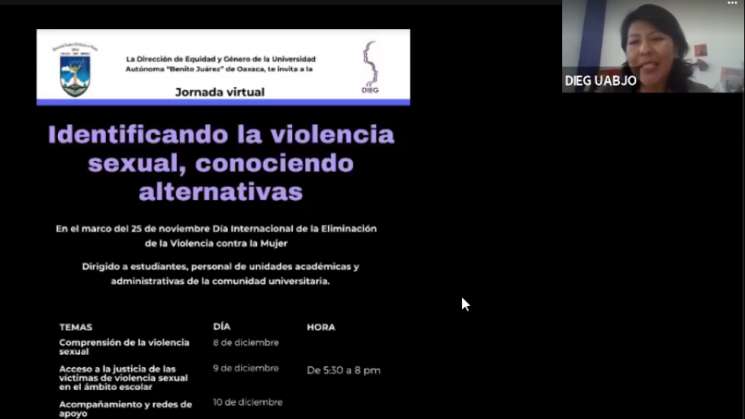 Realizará UABJO Jornada Virtual Identificando la violencia sexual