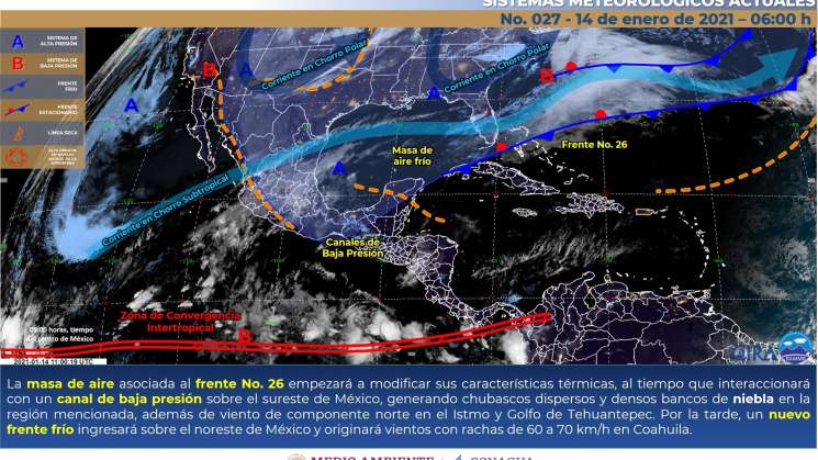 Se crea canal de baja presión  causando norte y nublados