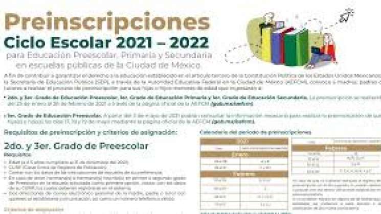 Inician preinscripciones para Preescolar, Primaria y Secundaria