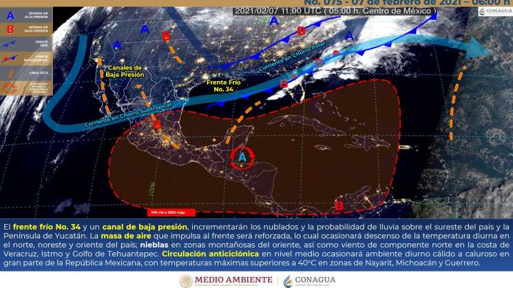 Anticiclón causa nublados y clima cálido en Oaxaca