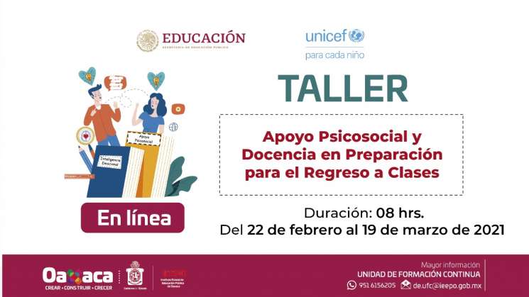 Invita IEEPO a docentes a taller sobre Apoyo Psicosocial 