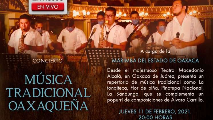 Marimba del Estado de Oaxaca brindará concierto virtual 