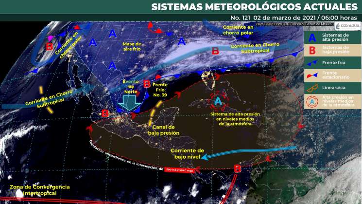 Frente frío No.39 causa norte en el Istmo y oleaje  en costas