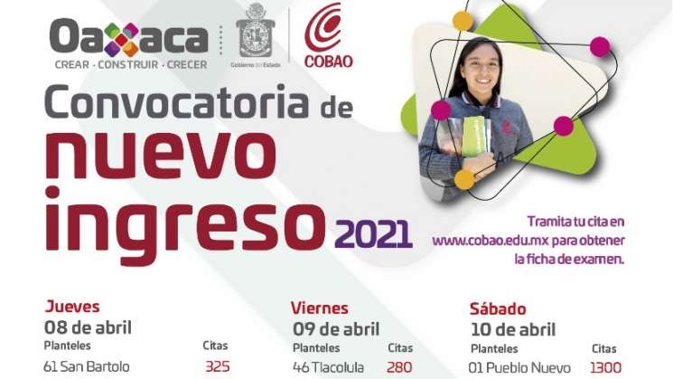 Cobao da a conocer su convocatoria de nuevo ingreso 2021  