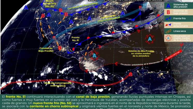 Intervalos de chubascos en Oaxaca y clima cálido en costas