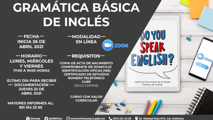 Invitan a curso en línea de “Gramática básica de inglés”