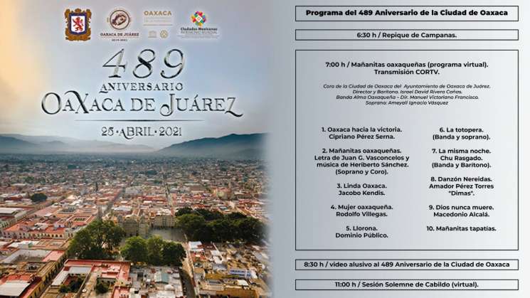 Celebrará  Oaxaca de Juárez 489 aniversario como ciudad on line