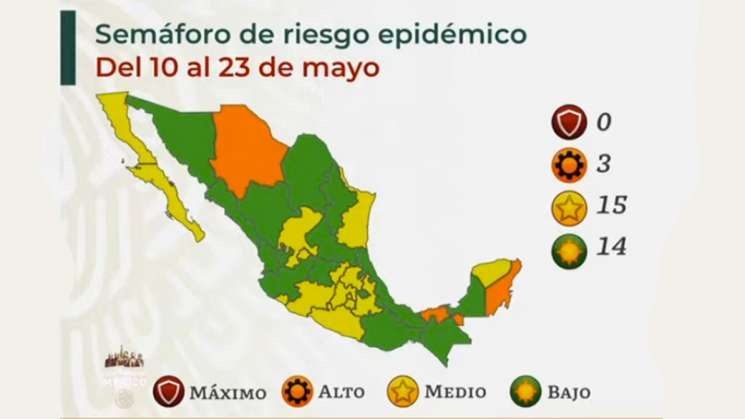 Van 3 entidades en naranja, 15 en amarillo  y 14 en verde