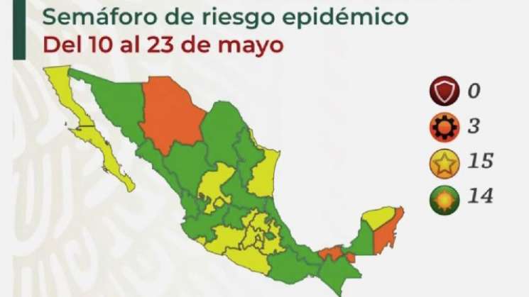 En México, 16 estados en verde 16 en amarillo y 1 naranja