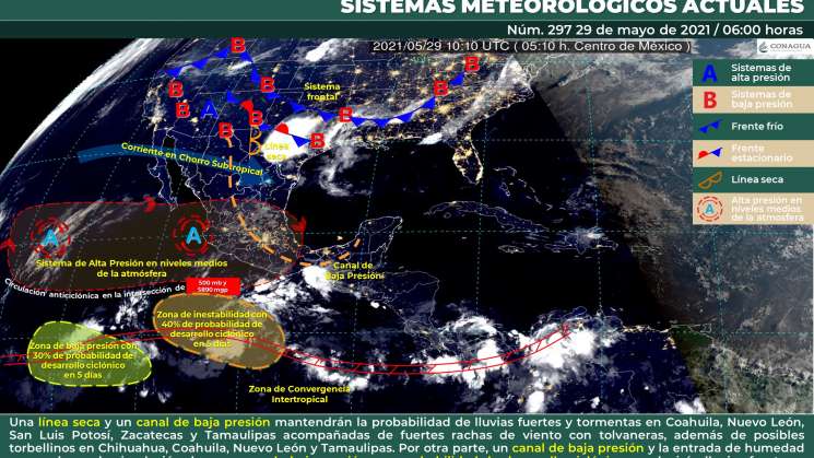 Ambiente calido en costas,lluvias en regiones de Oaxaca