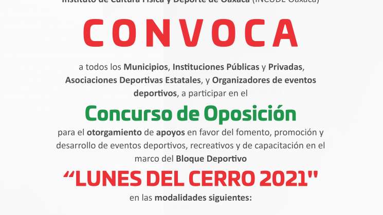 Concurso de Oposición para Bloque Deportivo Lunes del Cerro 2021