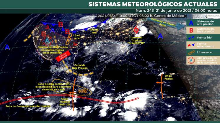 Onda tropical Núm. 4  mantiene lluvias aisladas en Oaxaca