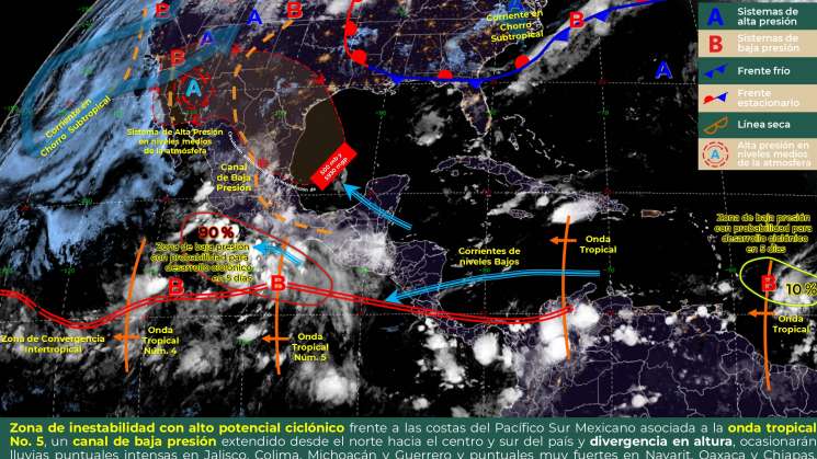 Onda tropical No. 5 mantiene lluvias en regiones de Oaxaca